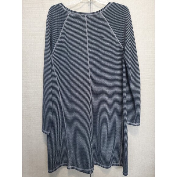 J Jill Cotton Blend Seam Detail Striped Long Sleeve Shift Midi Dress Size Med - Picture 4 of 6